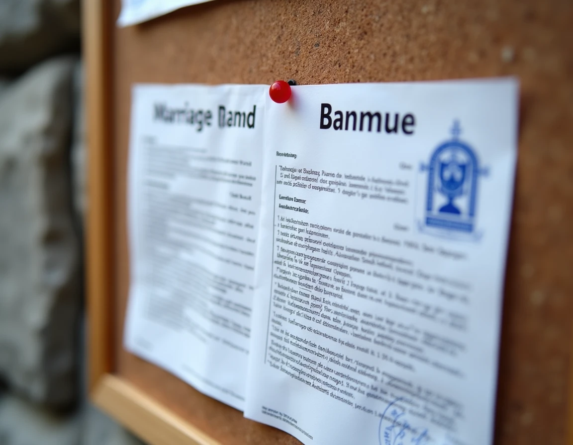 Affichage officiel des bans de mariage sur un panneau municipal breton